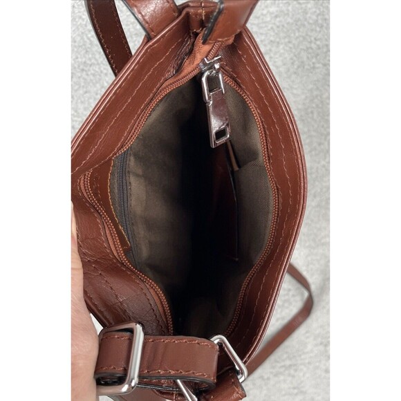 Stauer Handbag Womens Brooklyn Luxury Italian Leather Crossbody Hip Bag Brown - Picture 9 of 10